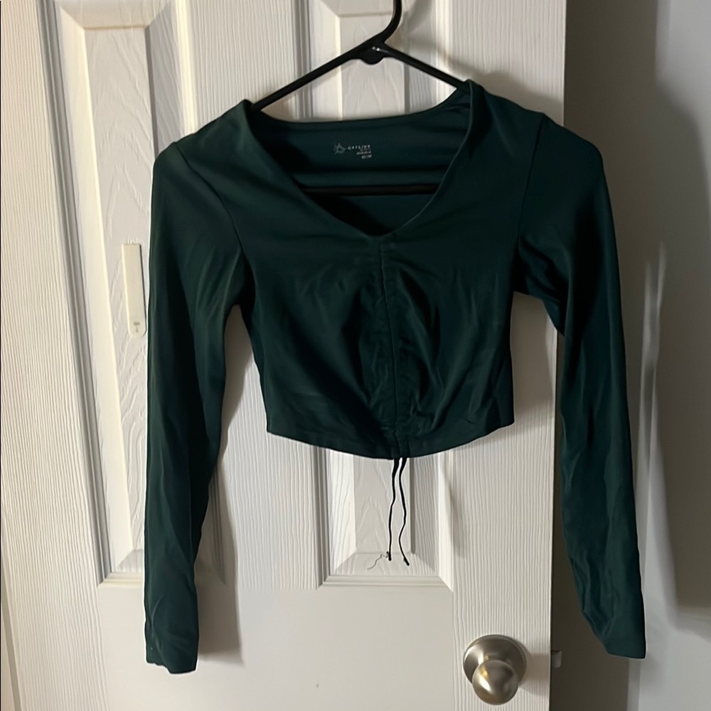 Aerie Offline Yoga Dark Green Long Sleeve Top